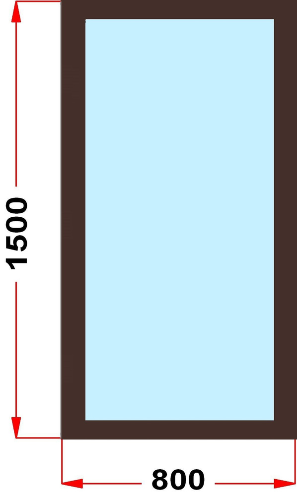 Окно из профиля Grunder 70 мм (1500 x 800), не открывающееся, стеклопакет 3 стекла, темно-коричневое #1