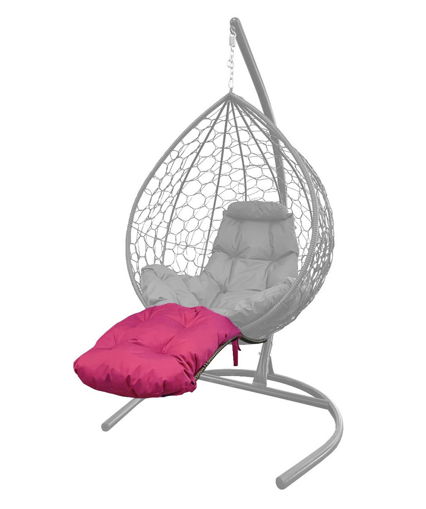 Подставка для ног на кресло подвесное, с ротангом коричневое, розовая подушка  #1