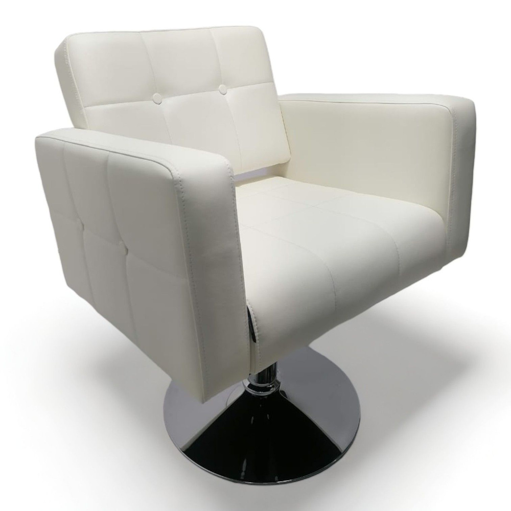 Парикмахерское кресло "Аврора", Белый, Гидравлика диск #1