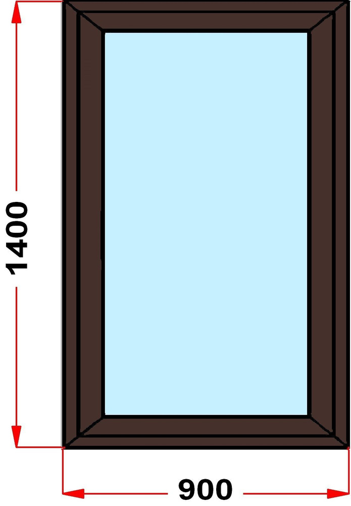 Окно из профиля Grunder 60 мм (1400 x 900), с поворотно-откидной створкой, стеклопакет 2 стекла, левое #1