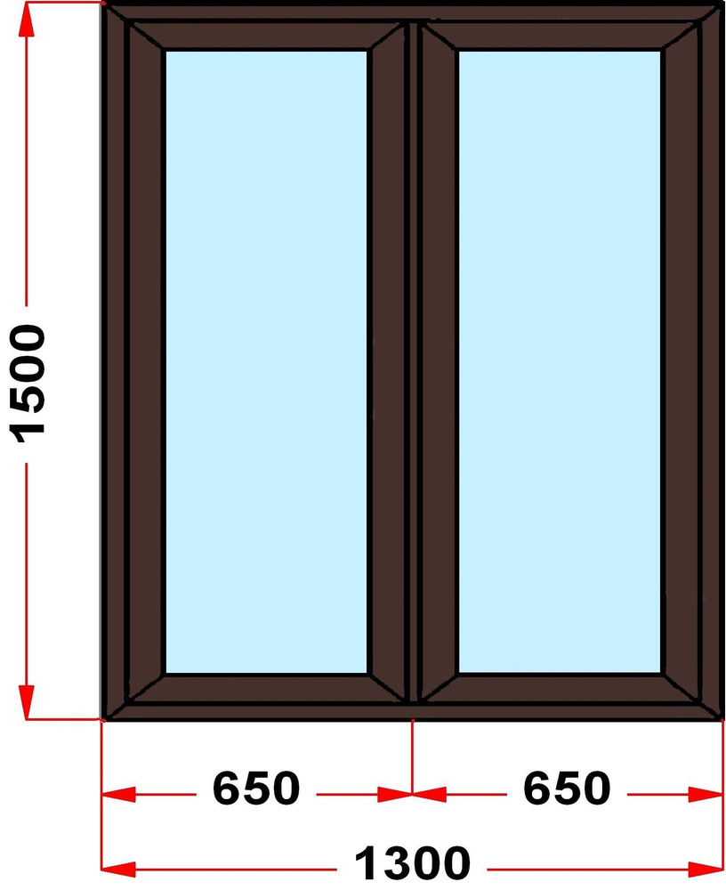 Окно из профиля Grunder 70 мм (1500 x 1300), с поворотно-откидной створкой, стеклопакет 3 стекла, темно-коричневое #1