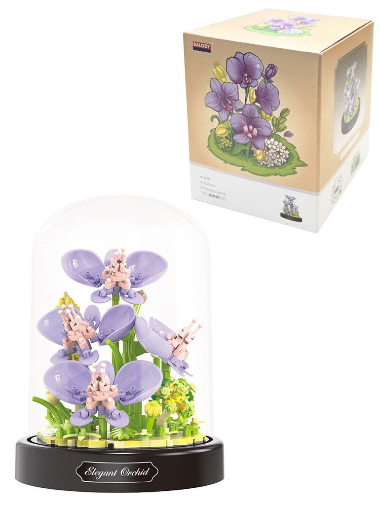 Конструктор Цветы в колбе - Элегантная орхидея (мини детали), 374 детали, Balody 16345  #1