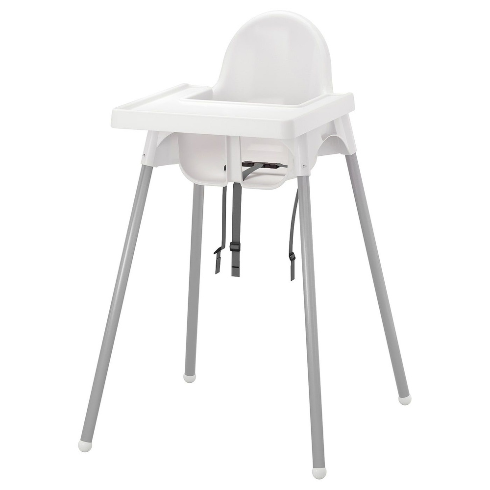 ANTILOP Стульчик для кормления IKEA, с ремнём безопасности/со столешницей, серебристый/белый (S99219368) #1