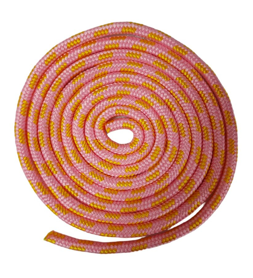 Скакалка гимнастическая - 3 метра / розово-желтая / для художественной гимнастики  #1