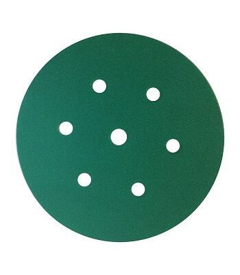 Шлифовальный круг SunMight FILM, P320, диаметр 150 мм, 7 отверстий, в упаковке 50 шт., зеленый. Товар #1