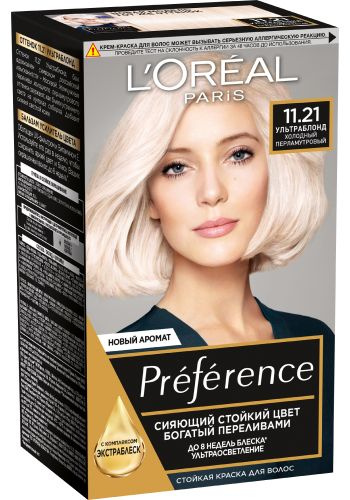 L'Oreal Paris Краска для волос Preference, 11.21 Ультраблонд, холодный перламутровый, Лореаль Преферанс #1