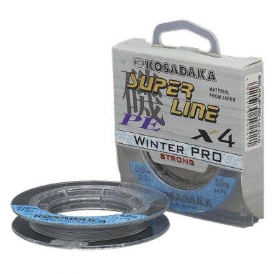 Шнур (леска) плетеный Kosadaka Super Line PE X4 Winter Pro 0,10мм/5,7кг, цв. светло-серый  #1