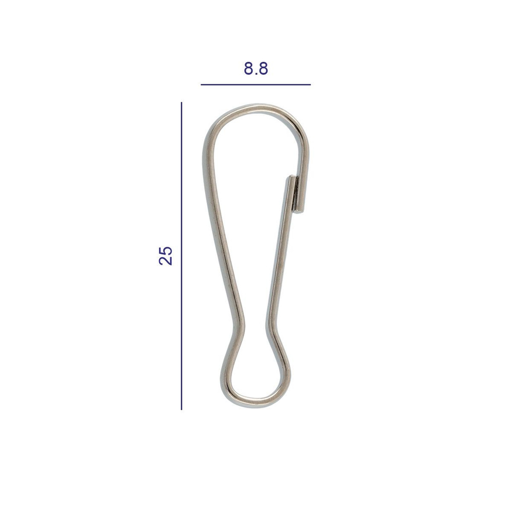 Карабин проволочный сумочный металлический"Gamma" GH 116/25/20 25 х 8.8 мм 20 шт. №04 под никель  #1