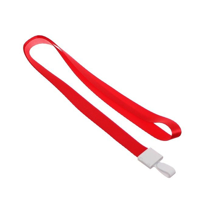 Лента для бейджа, ширина-15 мм, длина-80 см, с пластиковым держателем, красная  #1