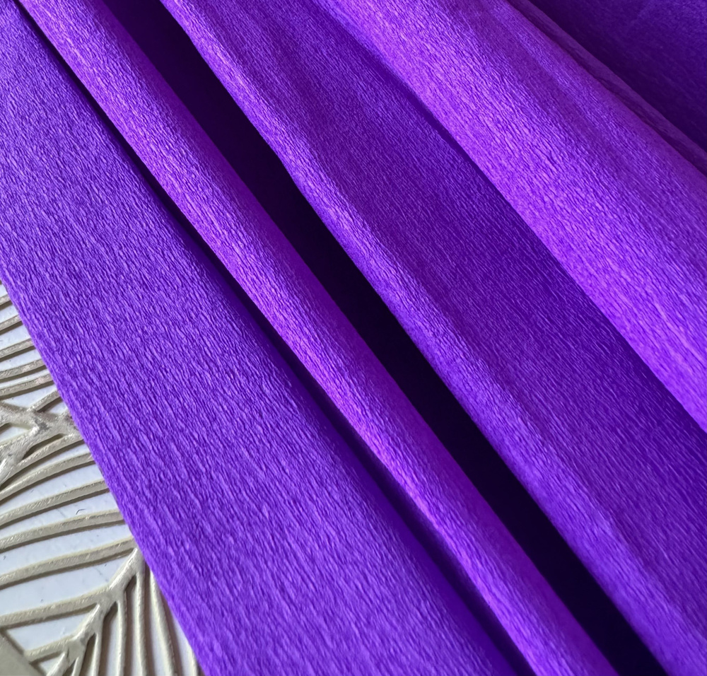 Бумага гофрированная цветная фиолетовая/крепированная/креповая упаковочная 32 г/м, 50х250см, фиолетовый #1