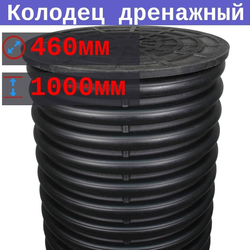 Колодец дренажный 460/400х1000 мм без отверстий, с приварным дном и полимерной крышкой, смотровой  #1