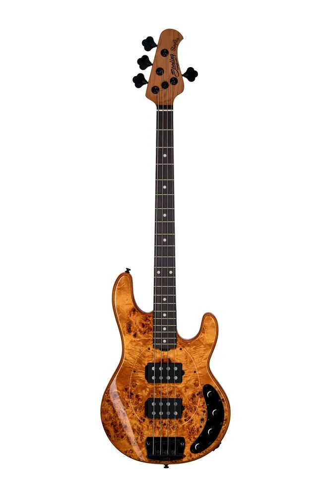 Бас-гитара Sterling by Music Man StingRay RAY34 HH PB Poplar Burl Top Amber #1