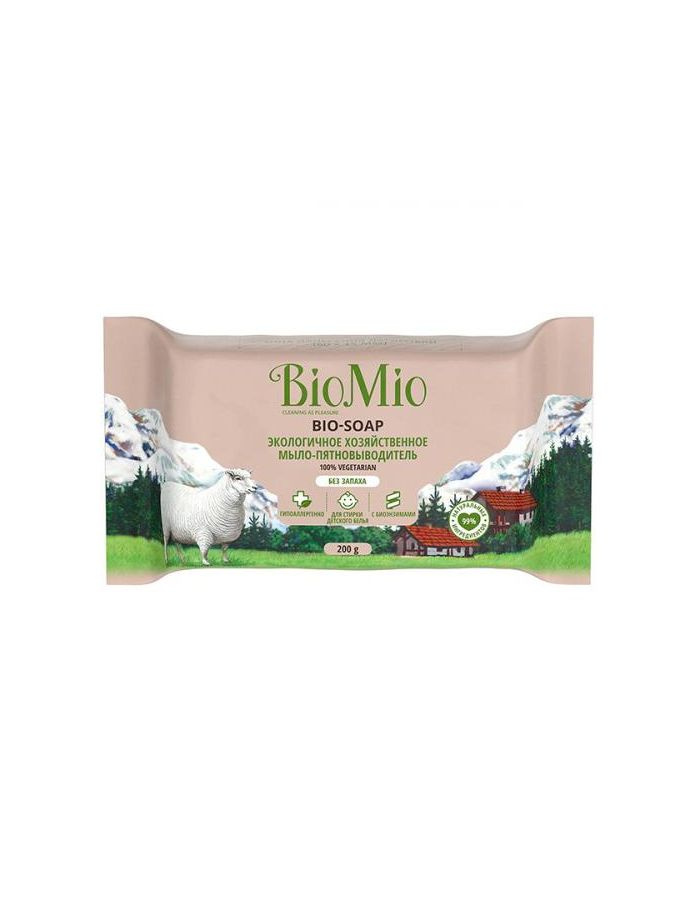 Мыло-пятновыводитель хозяйственное экологичное BioMio Bio-Soap без запаха, 200 г, 1 шт  #1