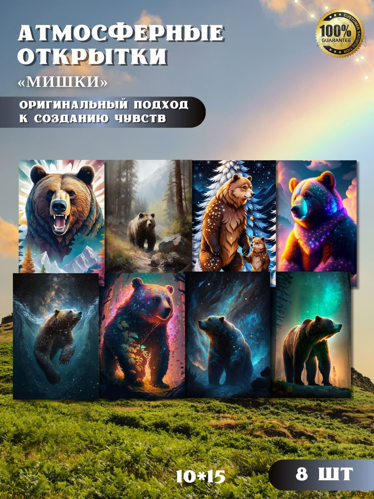 Открытка "Мишки", 10*15, авторская открытка, универсальная  #1