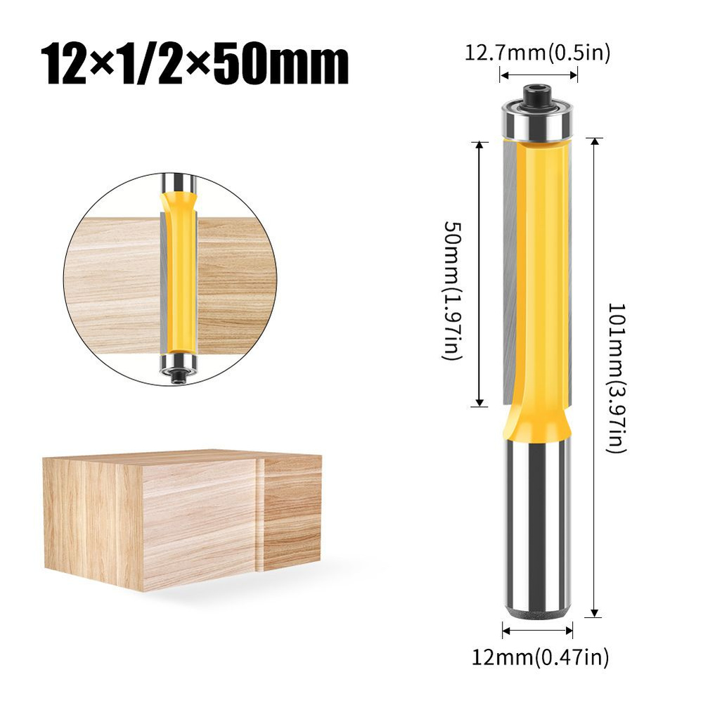 Фреза кромочная прямая (обгонная) с нижним подшипником 12.7 х 50 мм, хвостовик 12 мм  #1