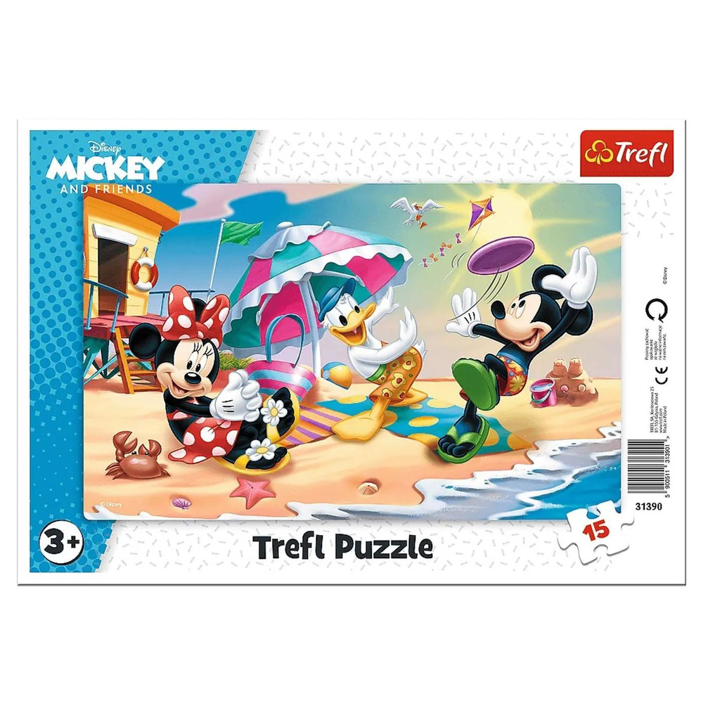 Пазл-рамка TREFL Disney Mickey Игра на пляже 15 деталей #1