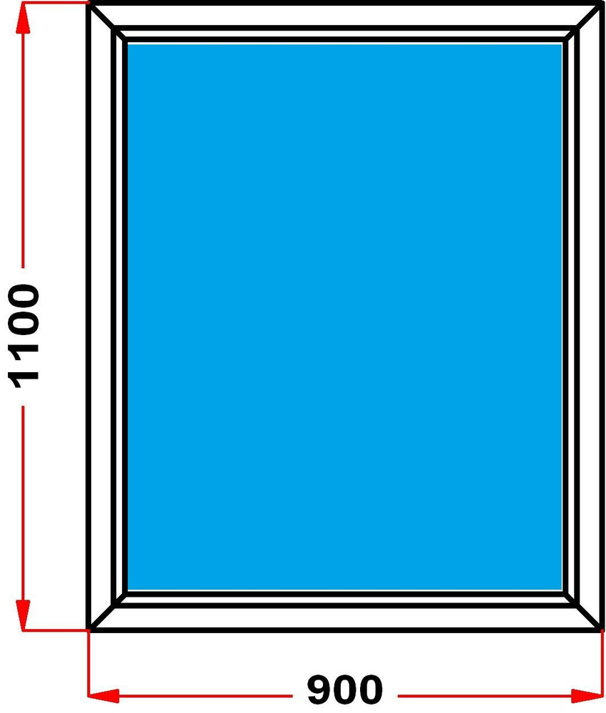 Окно из профиля Grunder 60 мм (1100 x 900) , не открывающееся, стеклопакет 2 стекла  #1