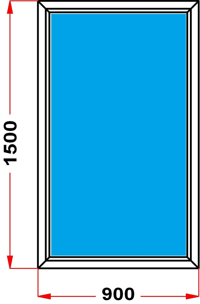 Окно пластиковое, профиль 60 мм (1500 x 900), не открывающееся, стеклопакет 3 стекла  #1