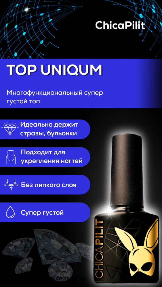 Топ Chicapilit без липкого слоя ЭКСТРА густой для страз и декора UNIQUM (Уникум), 10 мл  #1