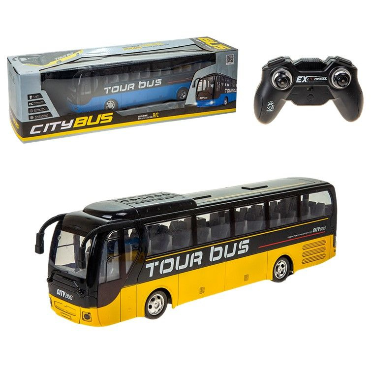 Автобус на пульте управления, игрушка на радиоуправлении для мальчиков со светом, желтый  #1