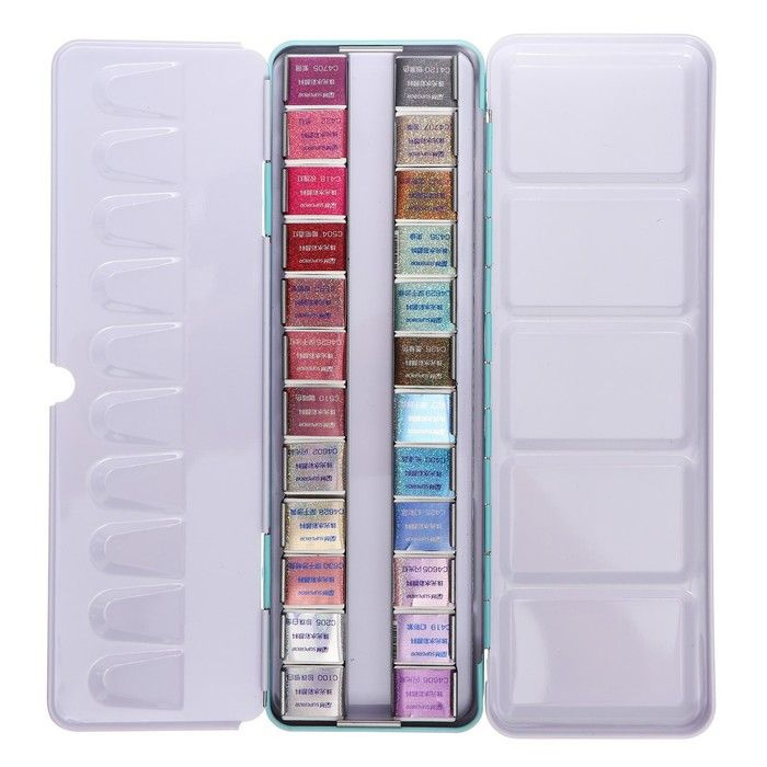 Краски акварельные перламутровые 24 цвета, в металлической коробке  #1