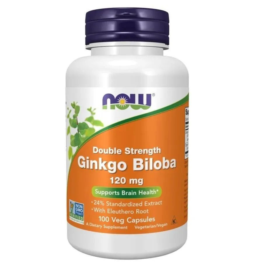 NOW Гинкго билоба, Улучшает работу мозга, Нау Ginkgo Biloba 120 mg, 100 капсул  #1