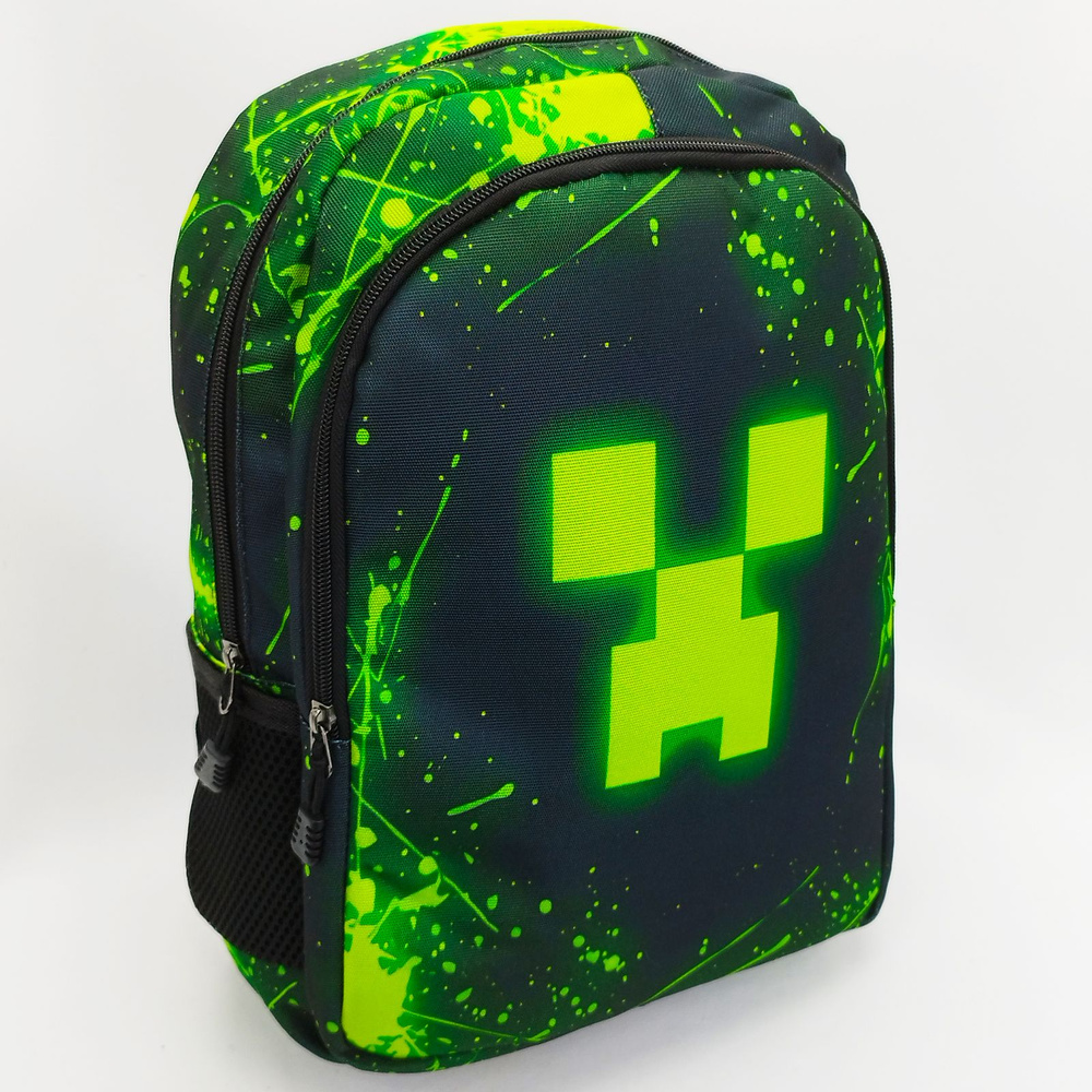 Рюкзак детский Майнкрафт Крип, цвет - зеленый, размер 36 х 26 см, вмещает А4 / Дошкольный рюкзачок для #1