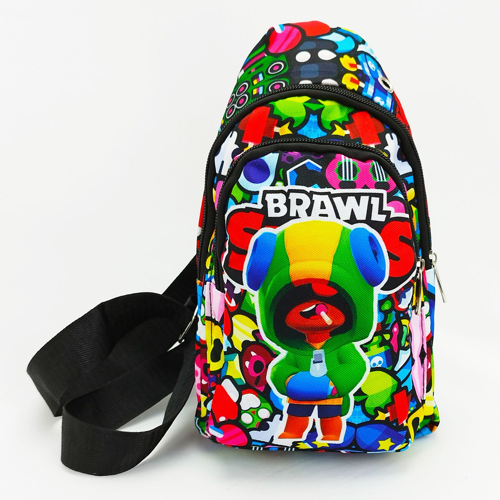 Рюкзак детский на плечо Бравл Старс Леон / сумка для мелочей детская, сумка для телефона Brawl Stars #1