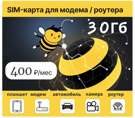 SIM-карта SIM-карта Билайн для модема/роутера 30 Гб за 400 руб/мес (Вся Россия)  #1