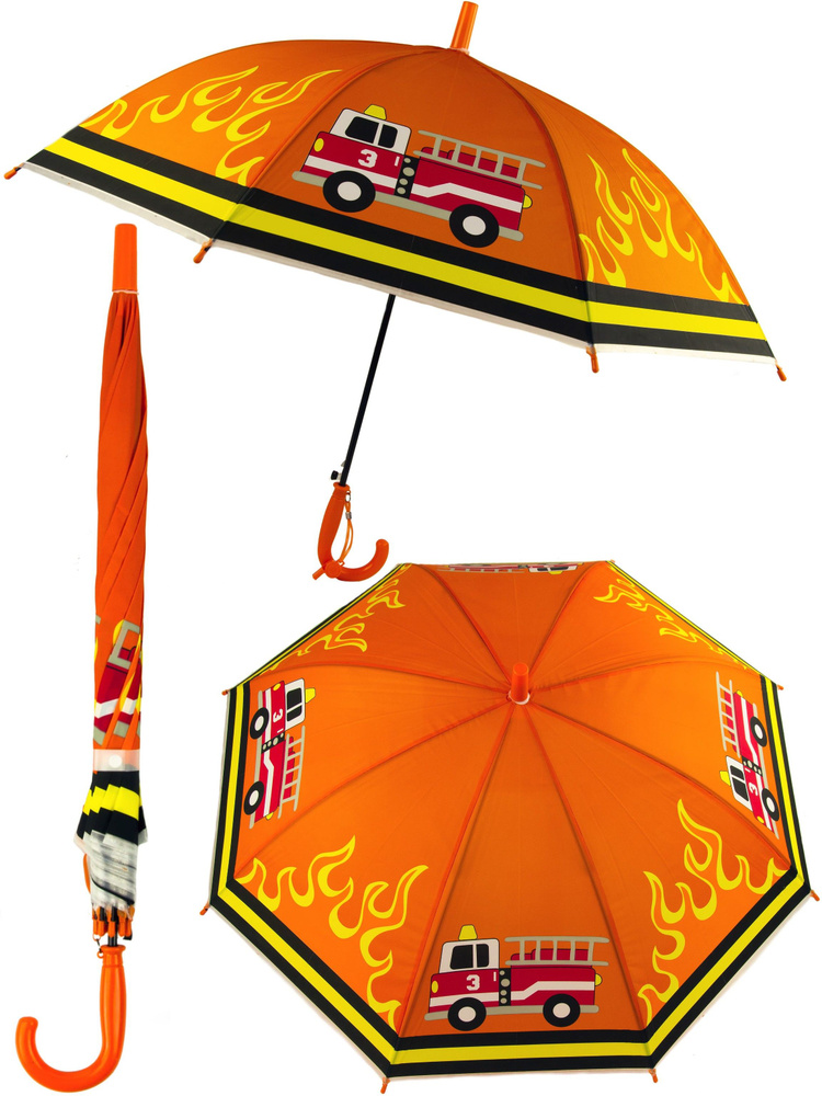 Зонтик детский Пожарная машинка со свистком, полуавтомат  #1