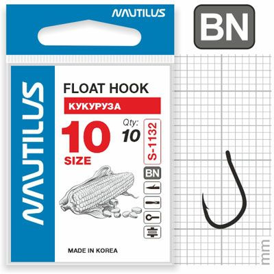 Крючок Nautilus Float Кукуруза 1132BN №10 (уп. 10шт) #1