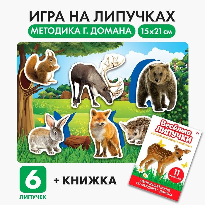 Игра на липучках Изучаем мир лесных животных, методика Домана  #1