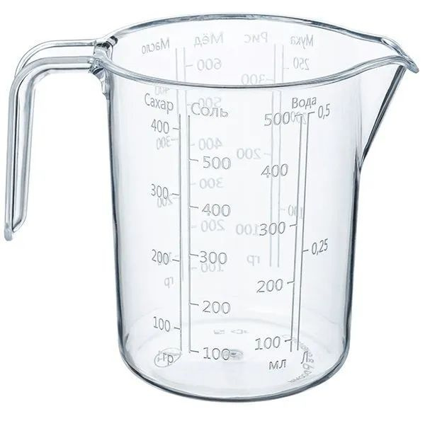Мерный стакан из пластика, кухонная мерная емкость, мерная кружка, кувшин прозрачный, объем 0.5 литра #1
