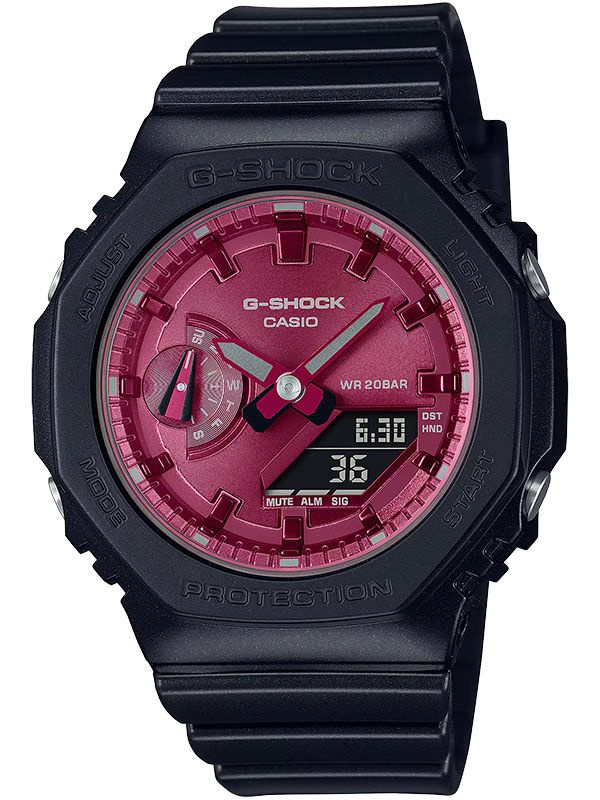 Противоударные женские наручные часы Casio G-Shock GMA-S2100RB-1A с подсветкой, будильником и секундомером #1