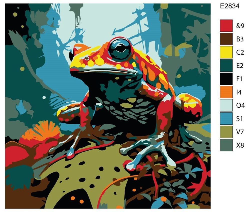 Детская картина по номерам E2834 "Красная жаба" 30x30 #1
