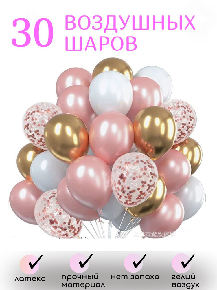 Набор воздушных шаров "Розовое счастье", композиция гирлянда, арка для фотозоны из объемных шаров, 30 #1