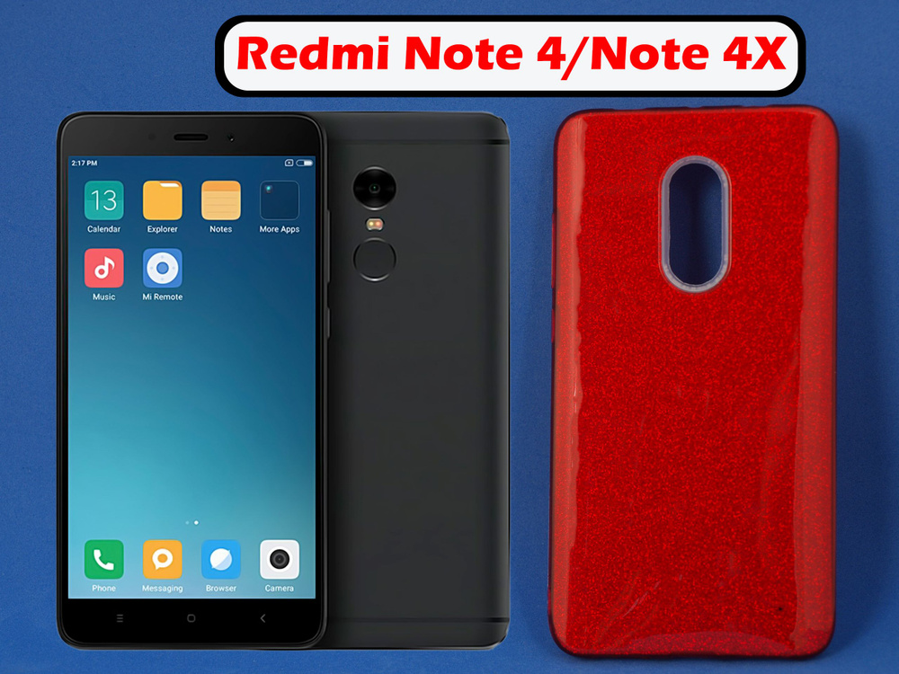 Чехол накладка для Xiaomi Redmi Note 4 / Redmi Note 4X Красный блестящий , силикон  #1