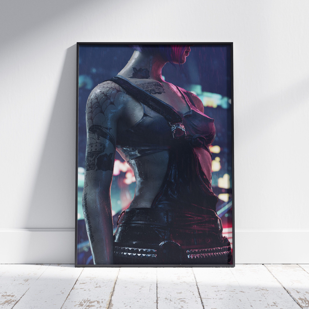 Плакат на стену для интерьера Киберпанк 2077 (Джуди Альварес 4) - Постер по игре формата А3 (30x42 см) #1