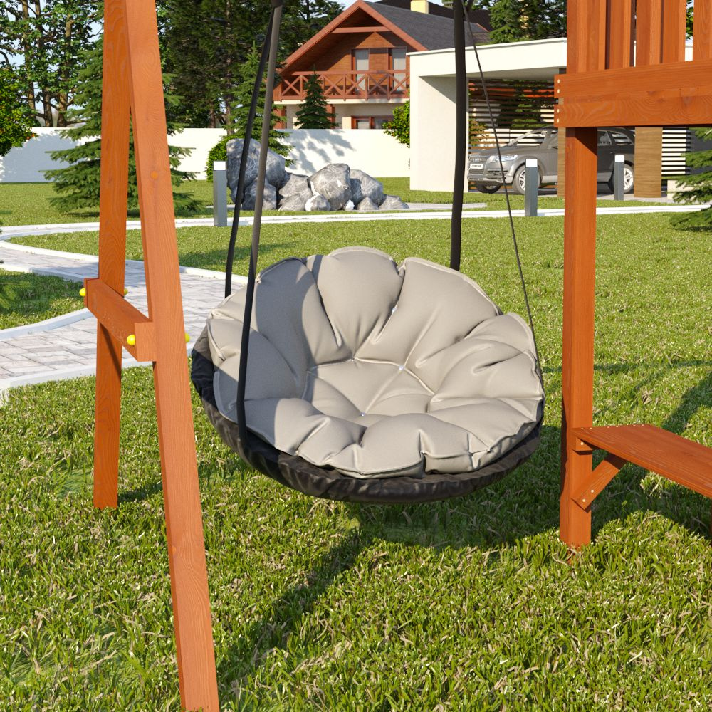 Подвесное кресло Серое PapaSAV 100 см садовые качели с подушкой, качели-гнездо детские, гамак,  #1