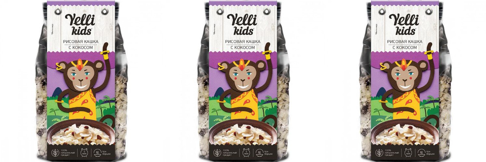 Yelli Рисовая кашка KIDS, с кокосом 100 г, 3 уп #1