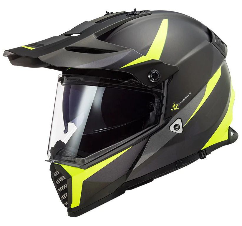 Кроссовый шлем для мотоциклистов LS2 MX436 PIONEER EVO TROPHY Black Hi-Vis Yellow XXL мотоэкипировка #1