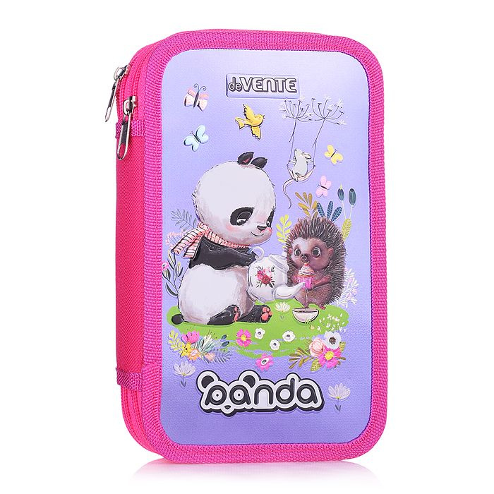 Пенал "Panda" 20,5x12 см, двухстворчатый прямоугольный, на молнии, картон с покрытием из фольги  #1