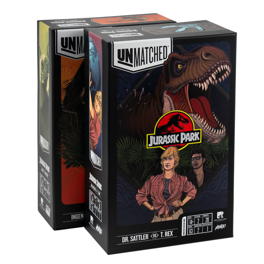 Комплект стратегическая настольная игра "Unmatched: Jurassic Park" + русские правила для взрослых и детей #1