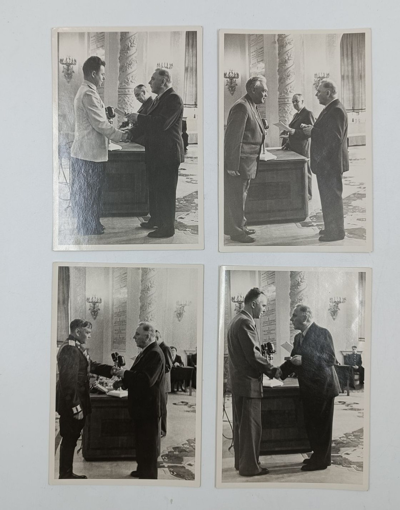 Четыре оригинальных фото "К. Е. Ворошилов вручает государственные награды". 1960е годы.19х12,5 см каждая #1
