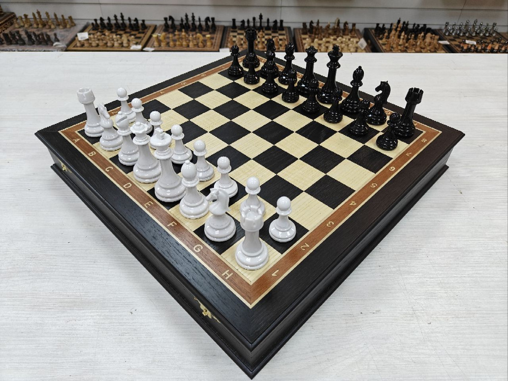 Шахматы подарочные в ларце из мореного дуба с фигурами Итальянский дизайн черно-белые  #1