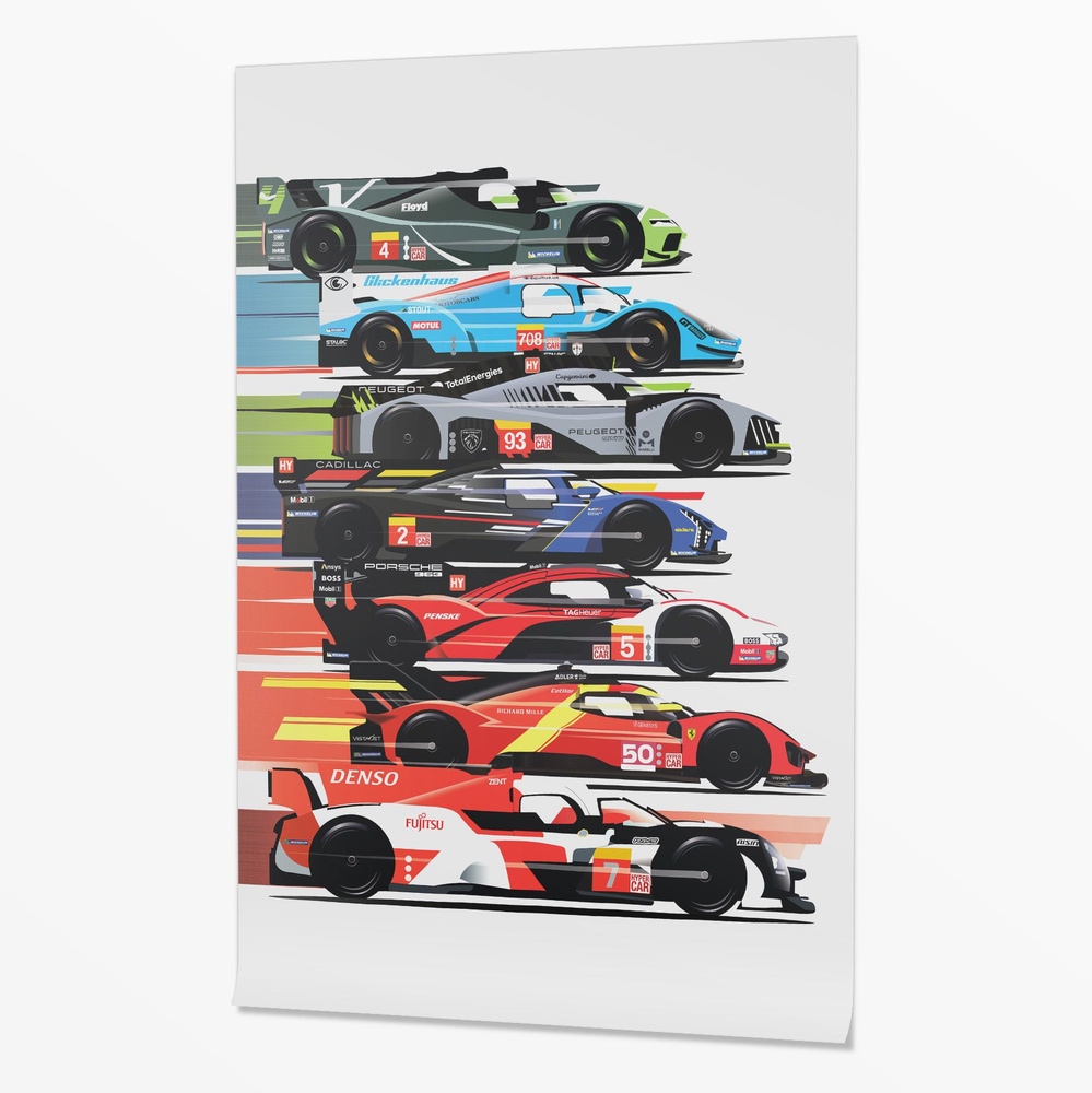 Интерьерный постер (плакат) Гиперкары гонок LE MAN 24, 50x70 см. от Poster4me  #1
