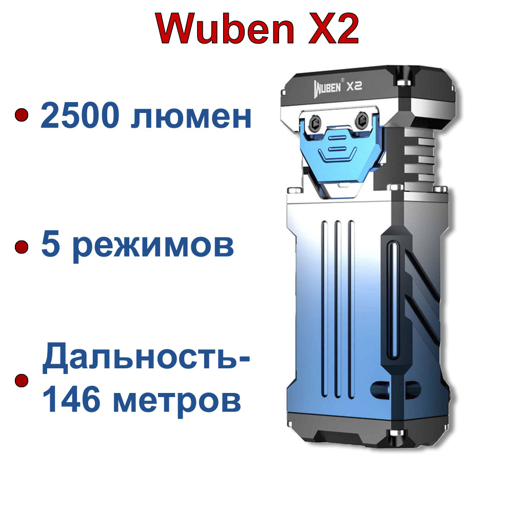 Фонарь Wuben X2, 2500 люмен, 4 режима освещения #1