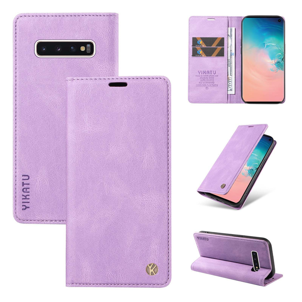 YIKATU Кожаный чехол для Samsung Galaxy S10 (Самсуиг Галакси С10 ) с визитницей из экокожи книжка  #1