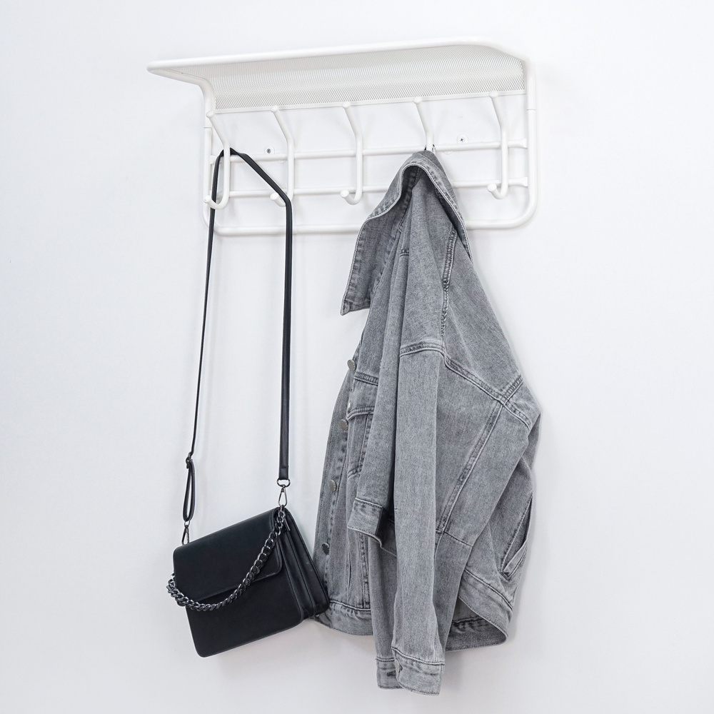 Вешалка настенная ЗМИ Гранада 21 металлическая для хранения одежды в коридор, белая  #1