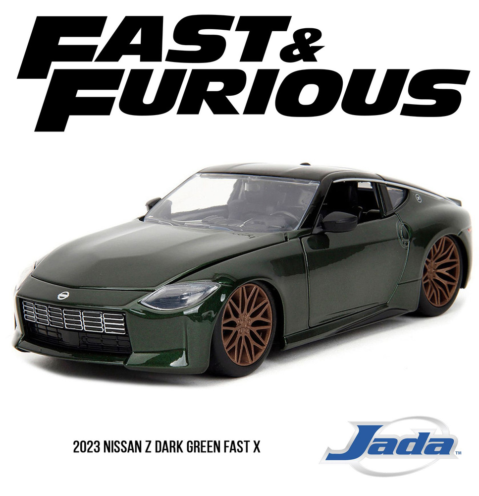 Коллекционная модель машины Jada Ниссан Z 2023 Nissan Z Dark Green FAST X FAST & FURIOUS 1/24 масштаб #1